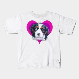 Gorgeous painting of a cavalier King Charles spaniel on a rainbow heart! Kids T-Shirt